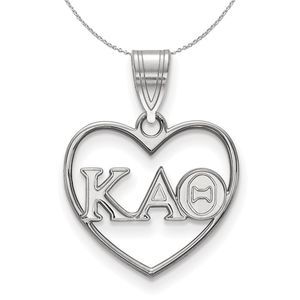 Sterling Silver Kappa Alpha Theta Heart Greek Necklace - 18 Inch